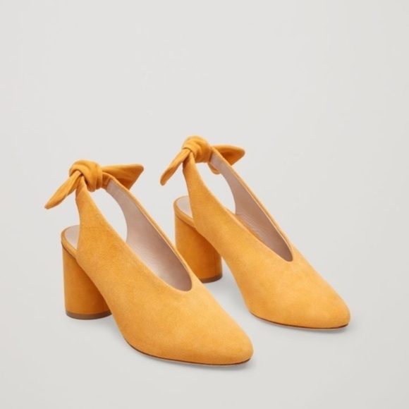 COS Shoes - COS Slingback Bow Pumps Suede Heels Size EU 37